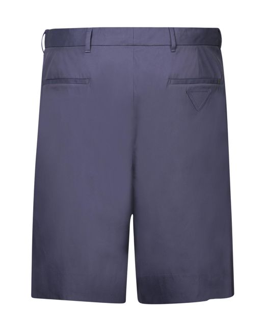 Prada Blue Triangle-Logo Patch Chino Shorts for men
