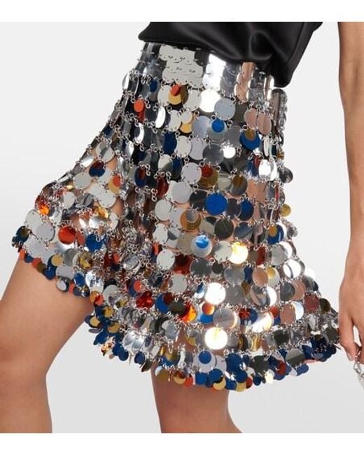 Rabanne White Embellished Miniskirt