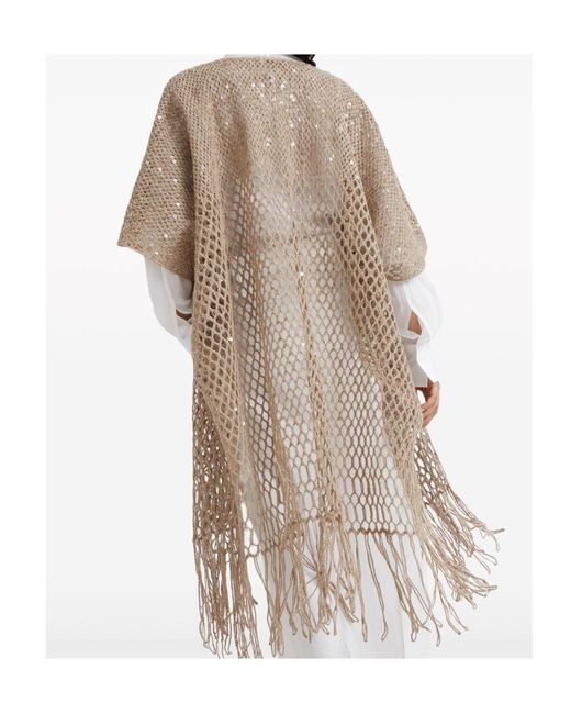 Brunello Cucinelli Natural Macramé Cardi-Coat