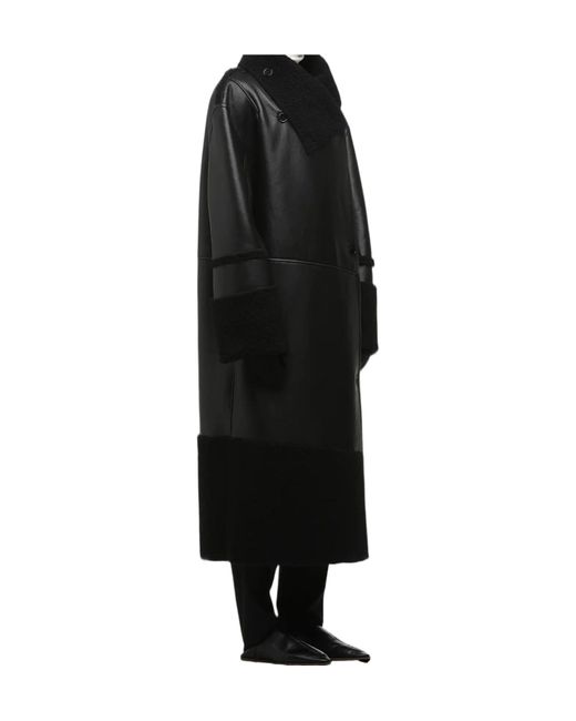 Entire studios Black Shearling Long Coat for men