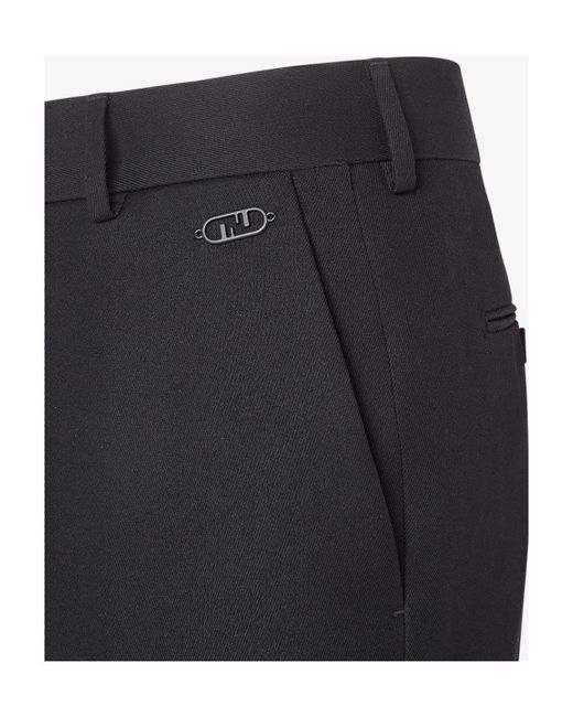 Fendi Blue Straight Leg Tailored Trousers for men