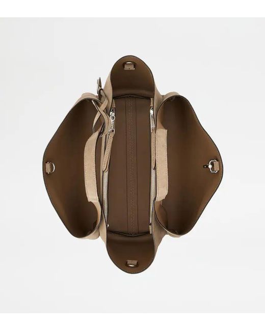 Tod's Brown T-Logo Suede Tote Bag