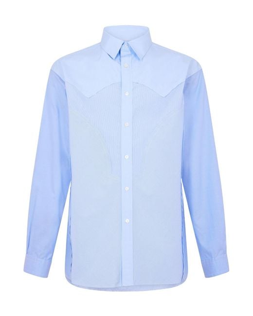 Maison Margiela Blue Light Collared Long-Sleeve Shirt for men