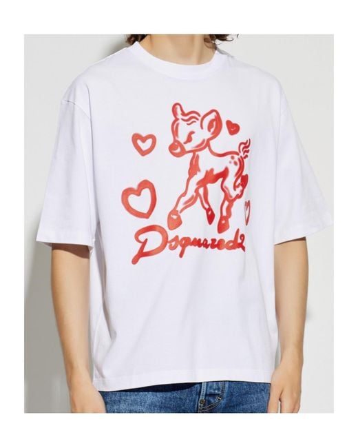DSquared² White Graphic Printed Crewneck T-Shirt for men