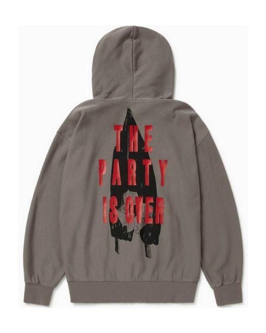 1989 STUDIO Gray Graphic Back Print Hoodie for men