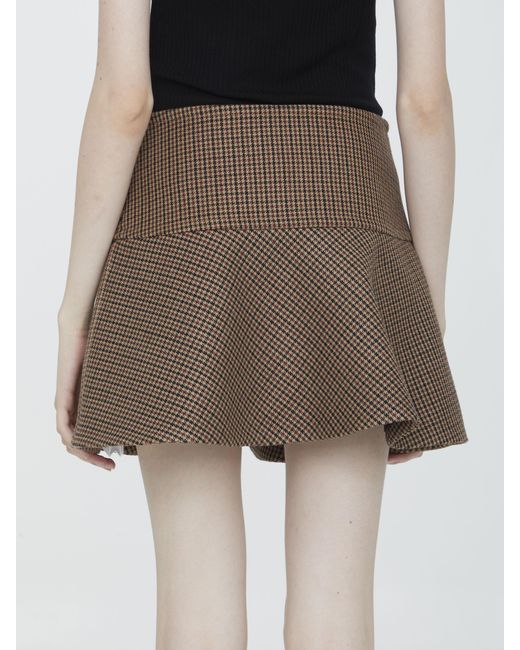 Céline Brown A Thousand Bird Checkered Skirt