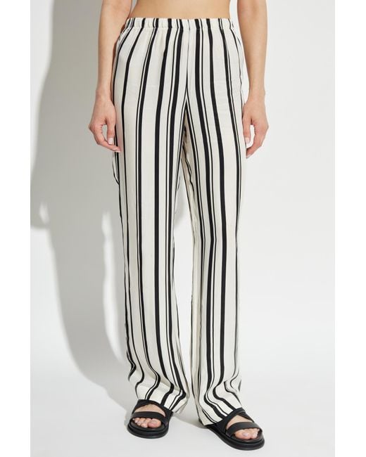 Anine Bing White Striped Trousers