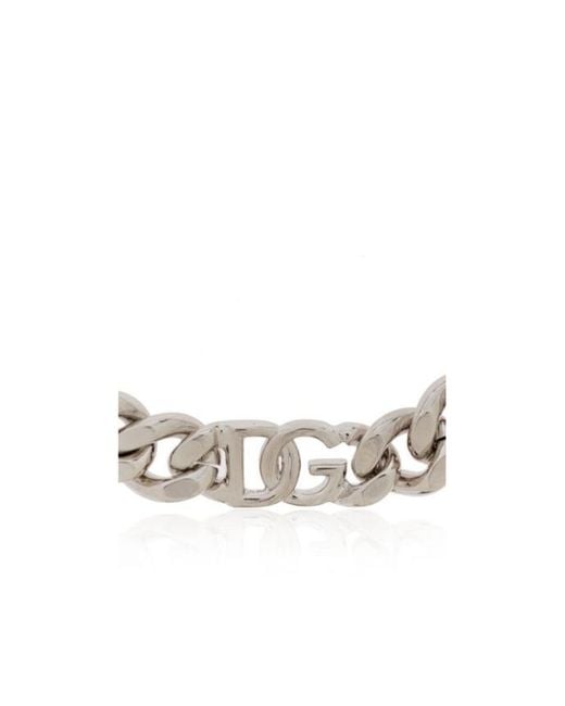 Dolce & Gabbana Metallic Logo Lettering Chain Bracelet for men