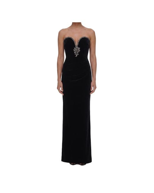 Self-Portrait Black Velvet Maxi Skirt