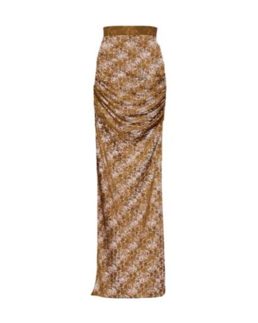 Alex Perry Natural Floral Sheer Lace Skirt
