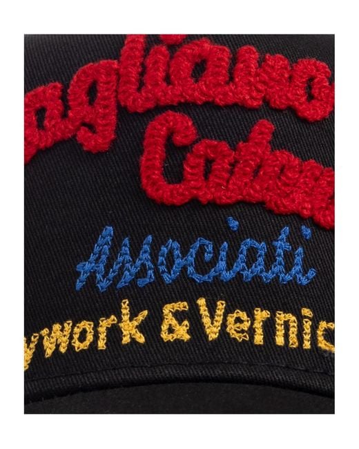 DSquared² Red Distressed Baseball Cap for men