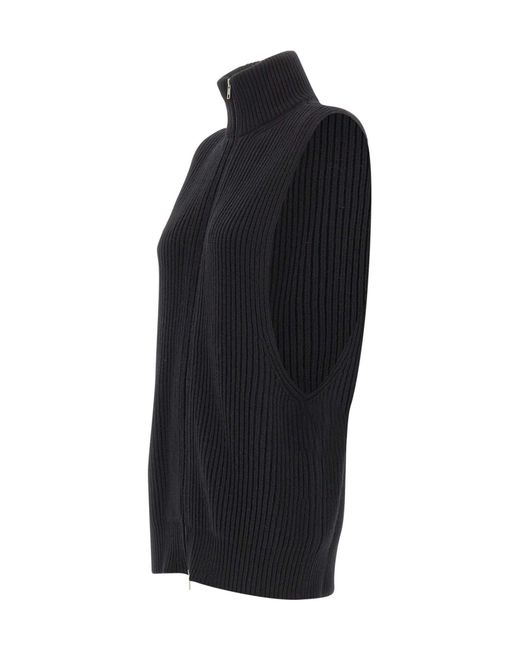 MM6 by Maison Margiela Black Ribbed-Knit Zip-Up Vest