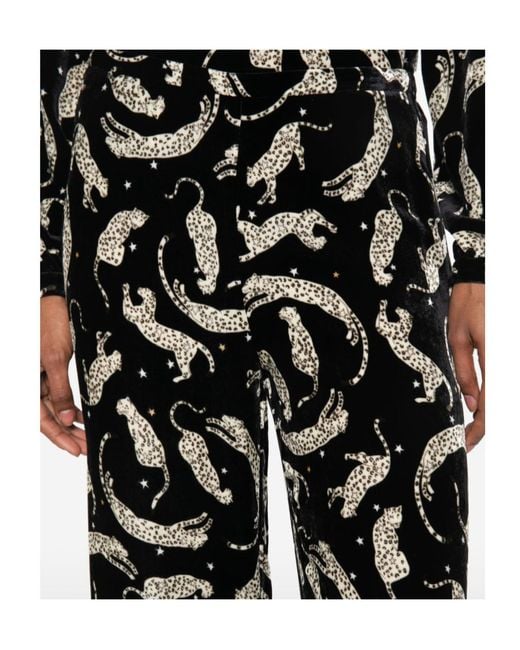 Forte_forte Black Leopard-Print Velvet-Effect Trousers