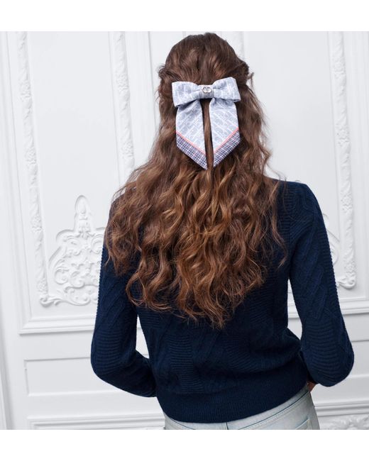 Dior Blue Large Infini Tartan Twist Bow