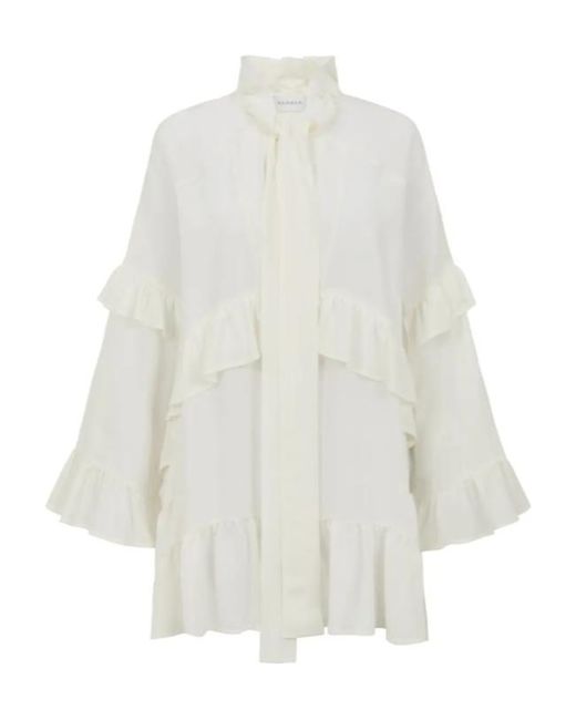 P.A.R.O.S.H. White Ruffled Silk Blouse