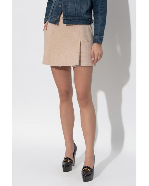 Tom Ford Natural Boucle Pleated Mini Skirt