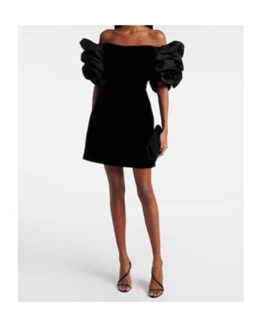 Carolina Herrera Black Off-Shoulder Velvet Minidress