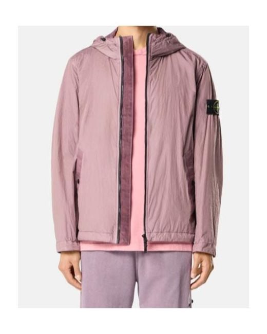 Stone Island Pink Logo Patch Hooded Jacket for men