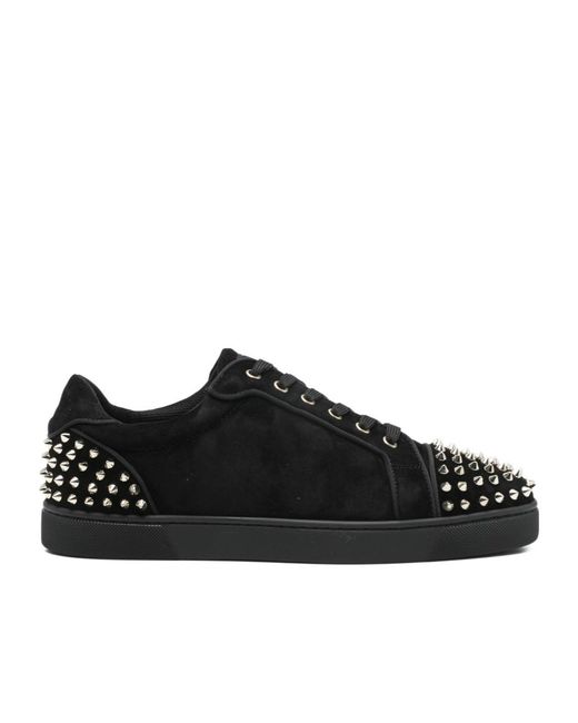 Christian Louboutin Black Seavaste 2 Suede Leather Sneakers for men