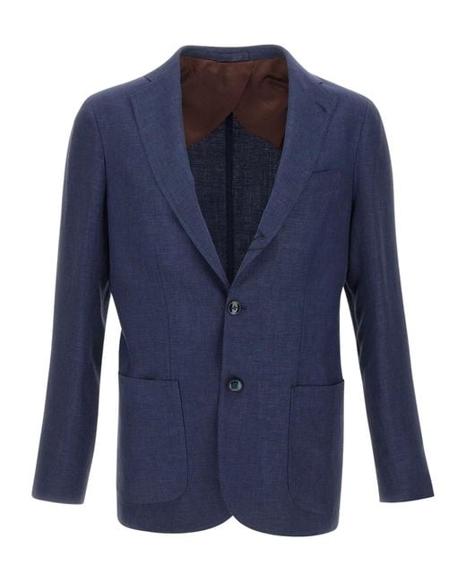 Barba Napoli Blue Lello Three-Button Blazer for men