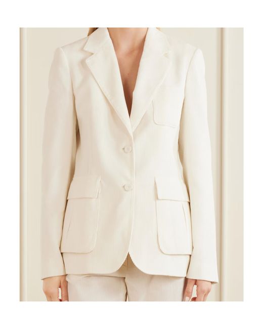 Gabriela Hearst White Louisa Cotton Ribbed Blazer