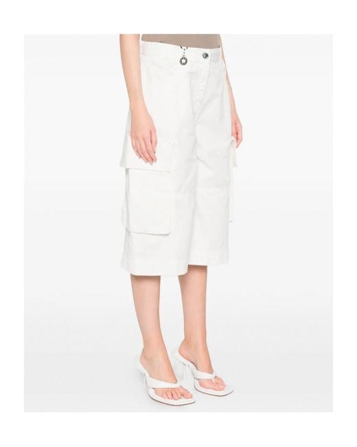 Pinko White Cargo Bermuda Shorts
