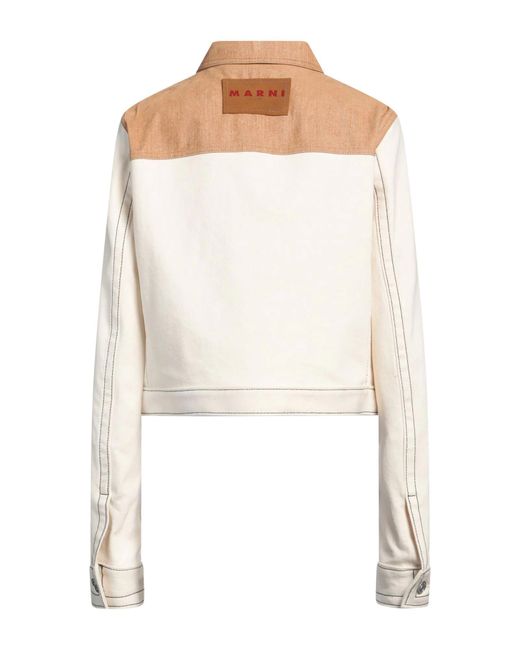 Marni Natural Two-Tone Denim Cropped Jacket
