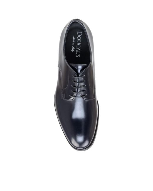 Doucal's Blue Almond Toe Derby Shoes for men