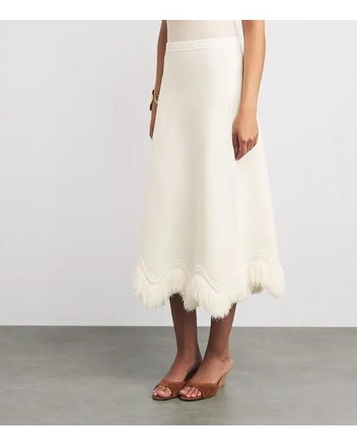 Ulla Johnson White High-Waisted Midi Skirt