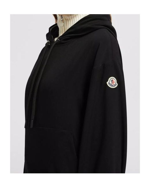 Moncler Black Logo Detailed Drawstring Hoodie