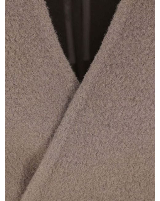Rick Owens Brown V-Neck Long-Sleeved Coat
