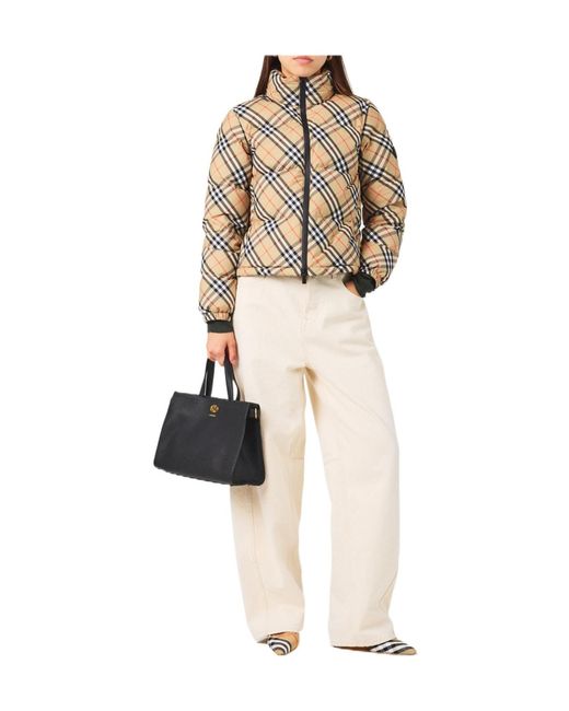 Burberry Metallic Check Insulated Cropped Short Puffer Jacket