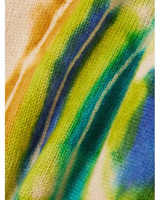 The Elder Statesman Green Colorful Tie-Dye Wool Sweater