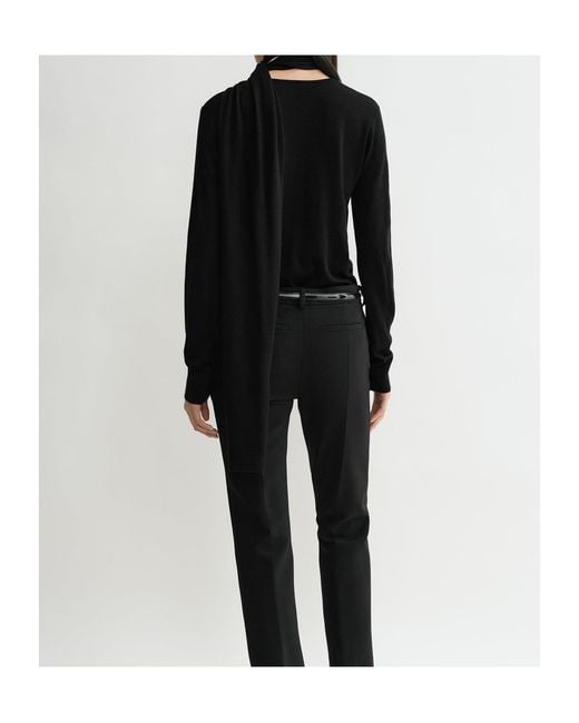 Totême Black Totme Scarf Detailed Long-Sleeved Jumper