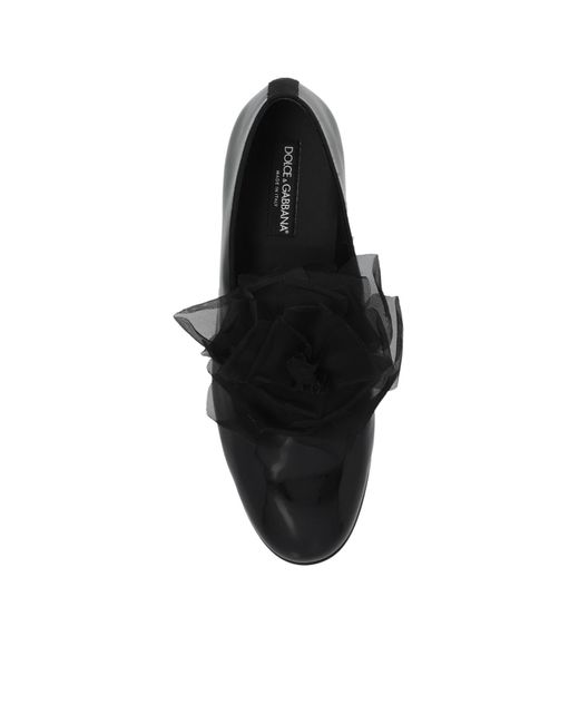 Dolce & Gabbana Black Flower Patch Loafers for men