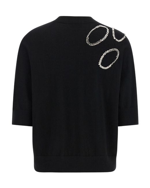 Dries Van Noten Black Embellished Knitted Top
