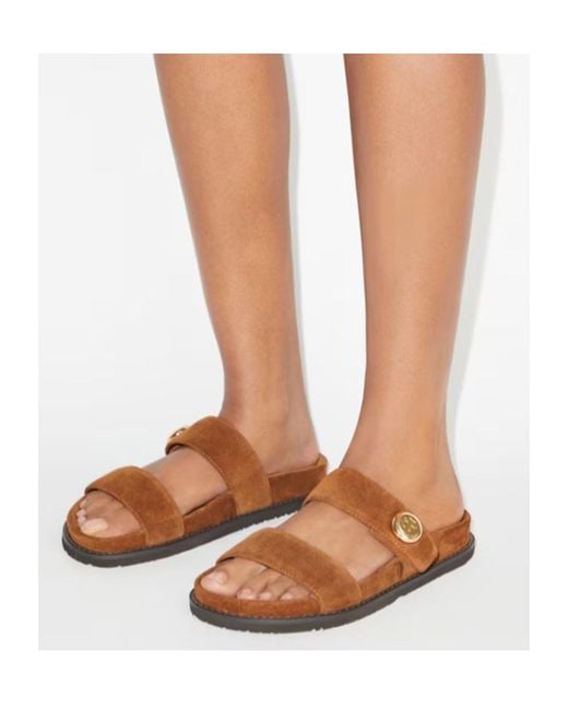 Tory Burch Brown Romy Sport Slides
