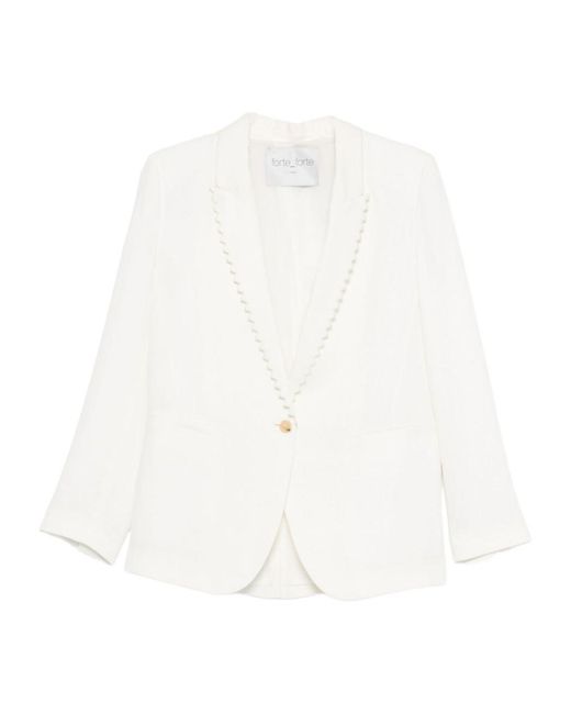 Forte_forte White Notched-Lapel Single-Button Jacket