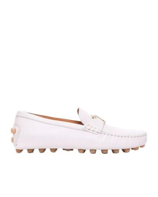 Tod's White Logo-Plaque Slip-On Loafers