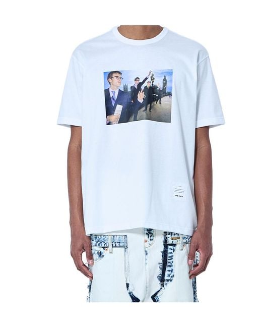 Junya Watanabe Blue Short Sleeve Graphic Print T-Shirt for men