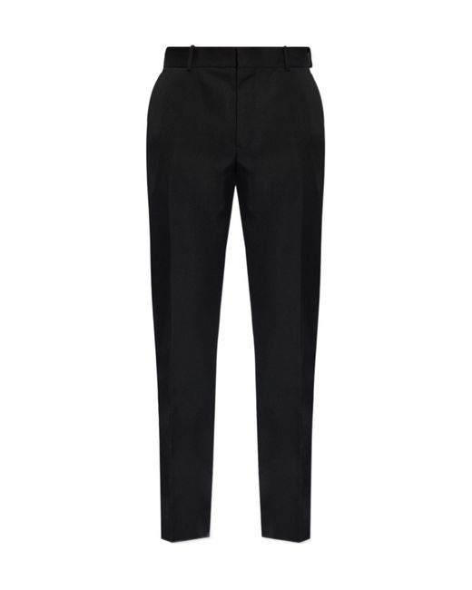 McQueen Black Wool Pleat-Front Trousers for men