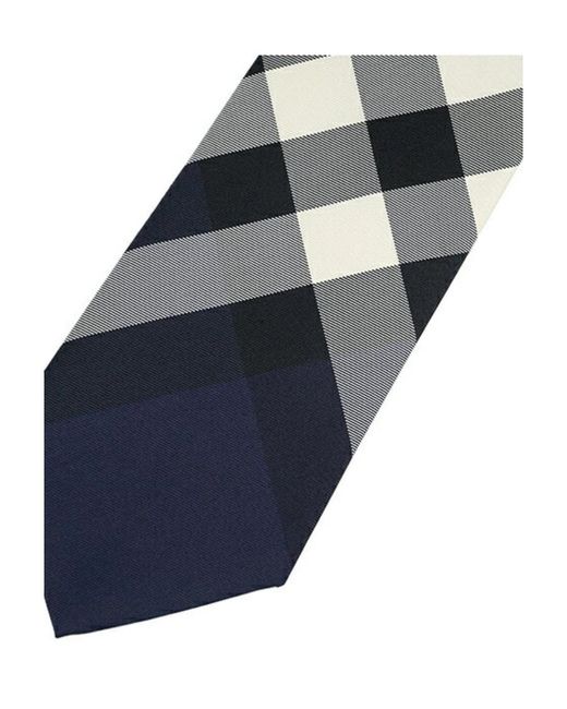 Burberry Blue Checked Pointed-Tip Tie for men