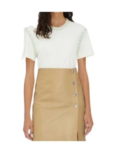 Bottega Veneta White Overlock Detail Cotton T-Shirt