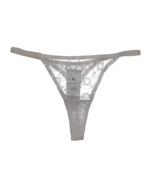 MARINE SERRE Gray Mesh Flocked Thong