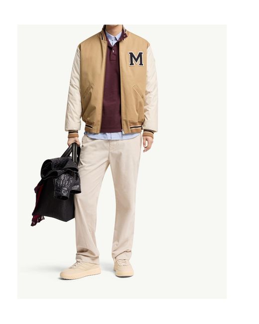 Moncler Natural Oreane Cotton Blend Varsity Down Jacket for men