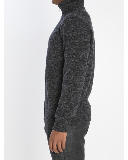 Barena Black Turtleneck Zip-Front Sweater for men