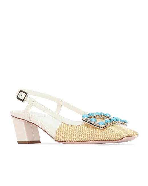 Roger Vivier Natural Square-Toe High-Heeled Sandals
