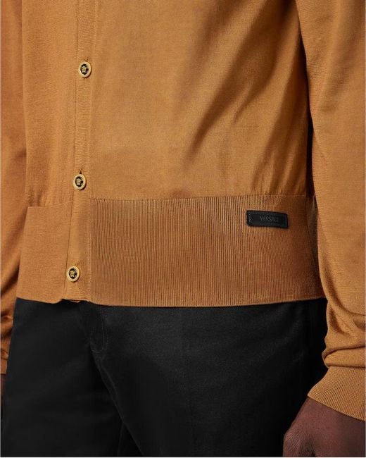 Versace Brown Collared Button-Up Cardigan for men