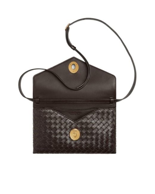 Bottega Veneta Black Intrecciato Knot Lock Crossbody Bag