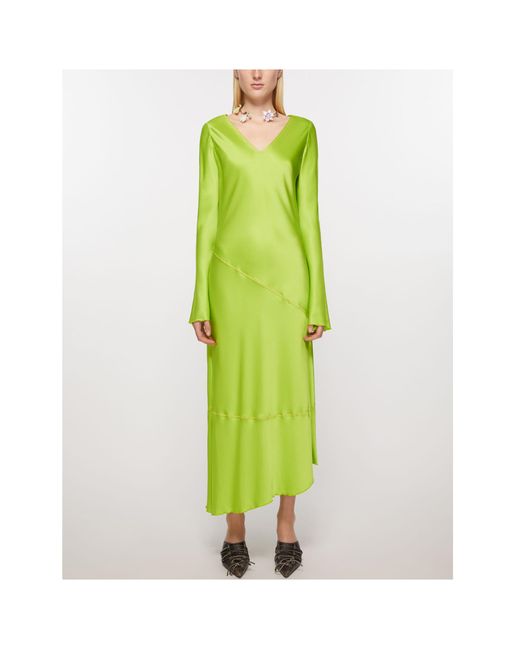 Acne Green Satin Midi Dress